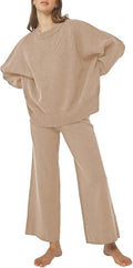 Pink Queen Women's 2 Piece Knit Sweater Set - Cozy Oversized Tracksuit