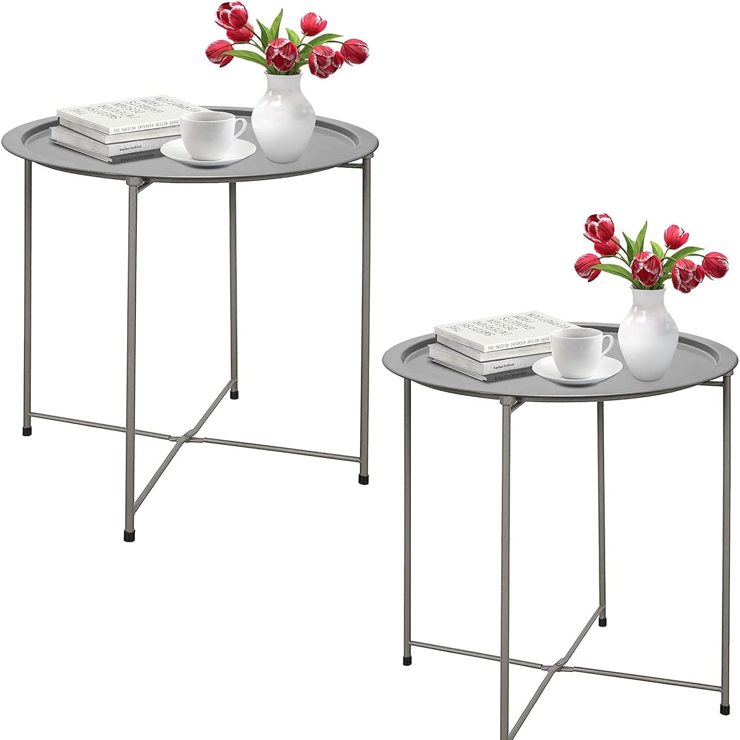 Garden 4 you Folding Tray Metal Side Table for Small Spaces