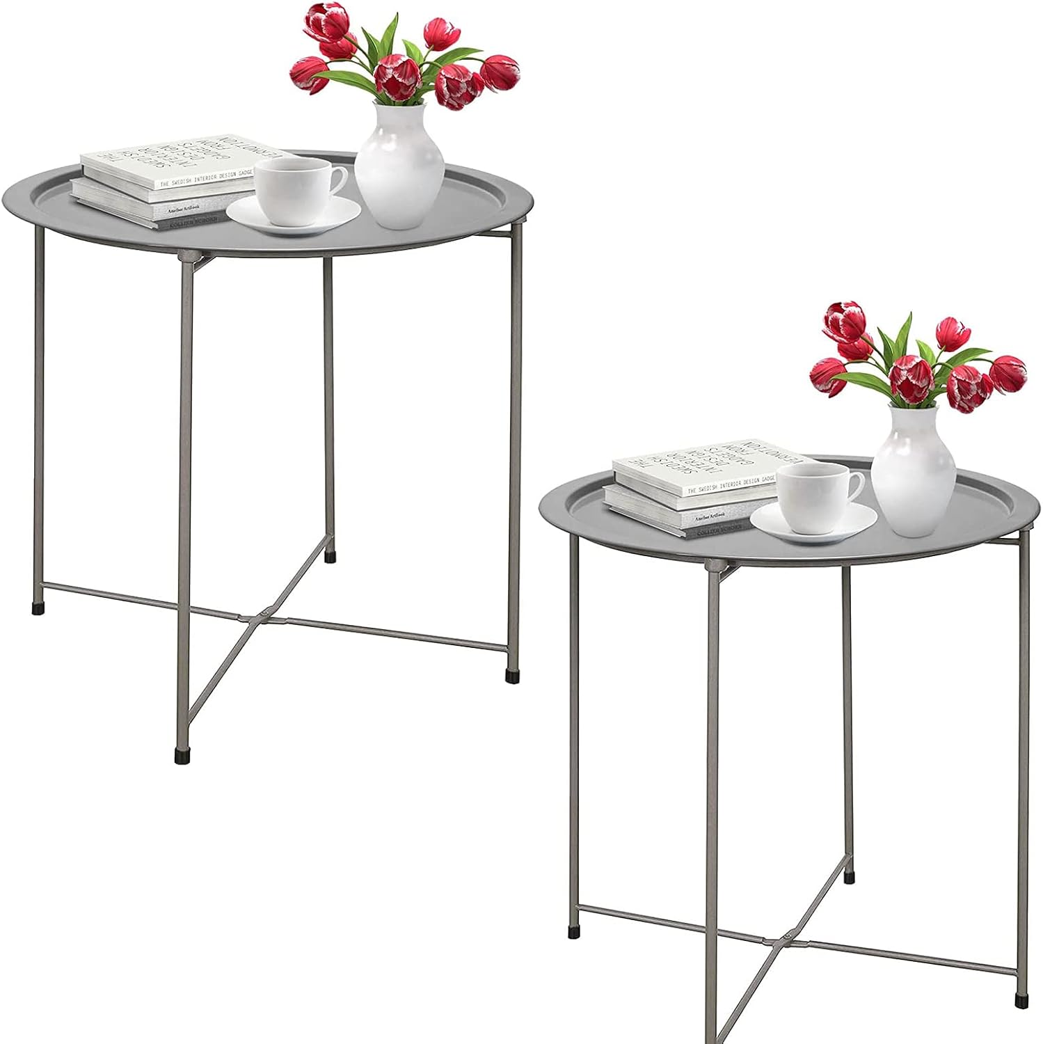 Garden 4 you Folding Tray Metal Side Table for Small Spaces
