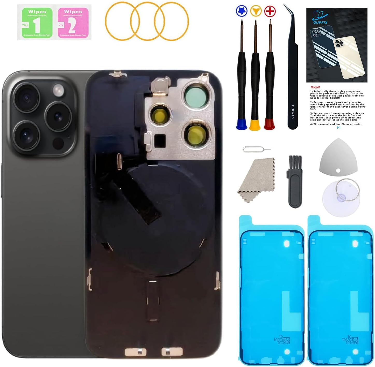 Back Glass Replacement for iPhone 15Pro Max with Tools