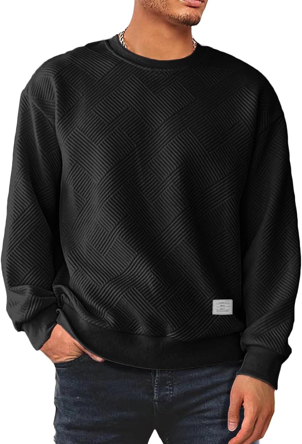 Dokotoo Men's Geometric Texture Sweatshirt