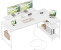 L Shaped Computer Desk with Power Outlets - Reversible Corner Desk