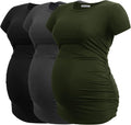 Smallshow Women's Maternity Tunic T-Shirt - Side Ruched Comfort Made