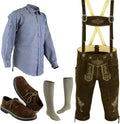 Authentic Bavarian Lederhosen 4 Pc Complete Set for Men - Festival