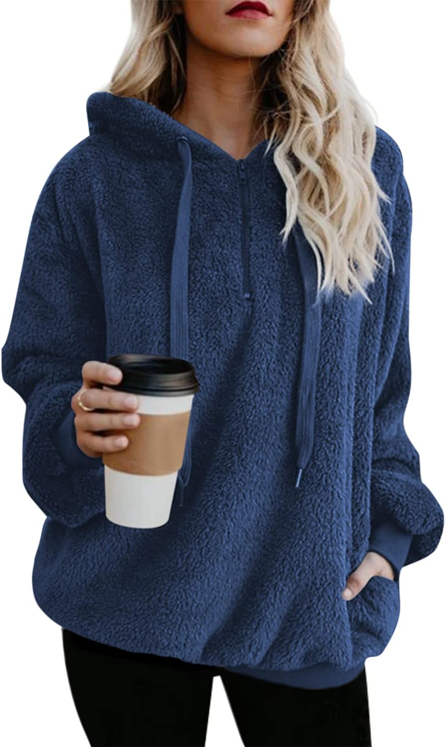 Yanekop Womens Oversized Hoodies Cozy Quarter Zip Pullover