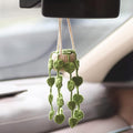 Cute Crochet Plant for Car Rear View Mirror - Boho Handmade Hanger