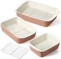 LE TAUCI Deep Casserole Dishes Set of 3 - Extra Deep Ceramic Bakeware