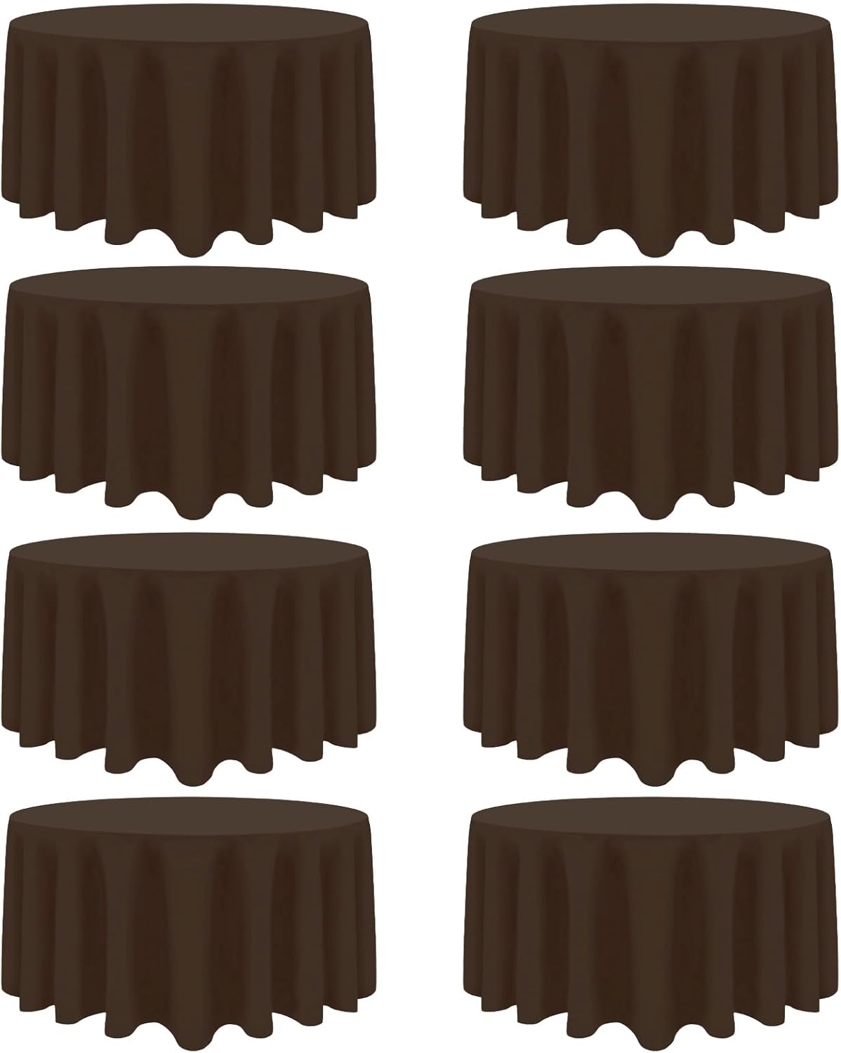 8 Pack Brown Round Tablecloth 90 Inch Stain Resistant for Events