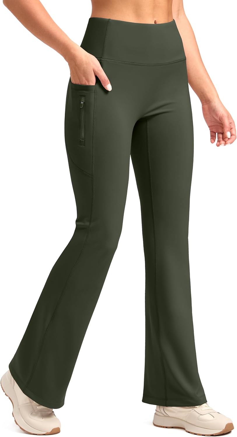 SANTINY Fleece Lined Flare Leggings for Winter Activities