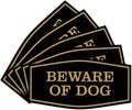 Beware of Dog Wall or Door Sign - Brushed Gold 5 Pack