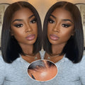 Bob Wig Human Hair 14 in Glueless Lace Front Bob - Natural Look