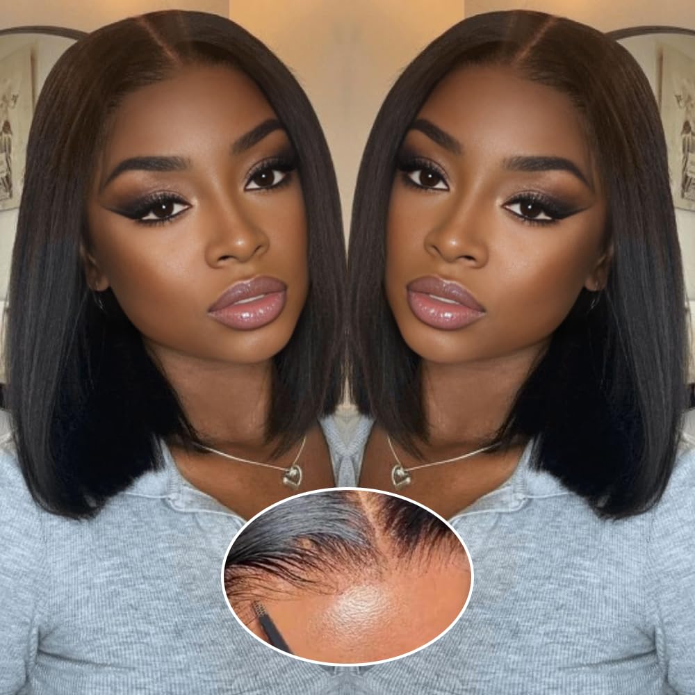 Bob Wig Human Hair 14 Inch Glueless Wigs for Black Women