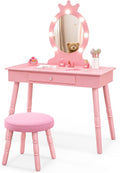 Kids Vanity with Lights and Stool - Toddler Makeup Table