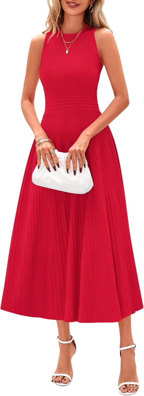 PRETTYGARDEN Spring Casual Dresses for Women - Midi A Line Style