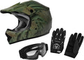 Youth Dirt Bike Helmet with Goggles and Gloves (Maple Leaf, Large)