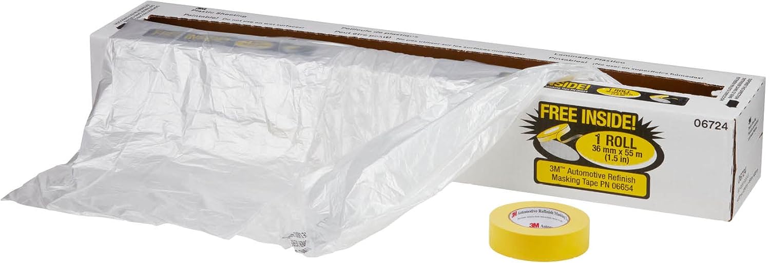 3M Plastic Sheeting with Yellow Masking Tape for Easy Protection