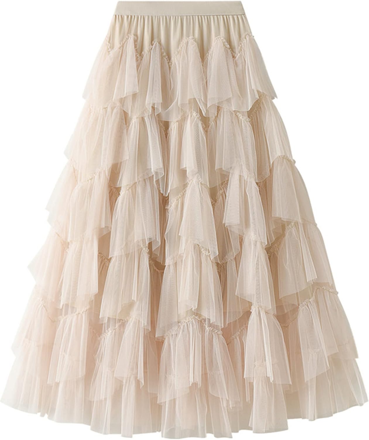 Dirholl Women's A-Line Fairy Patterned Tulle Midi Skirt