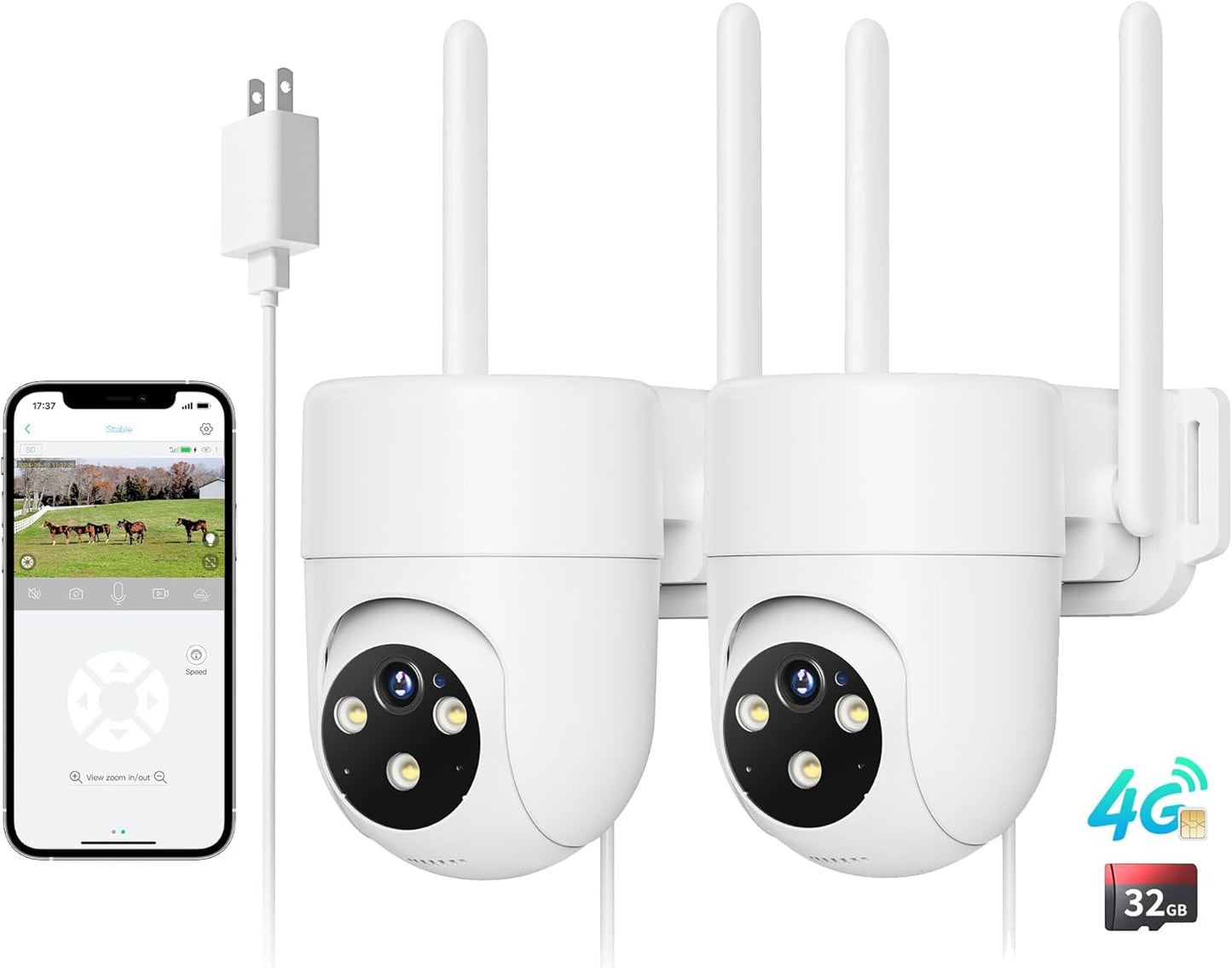 LIWAN 4G LTE Cellular Security Camera for Outdoor Use, 2 Pack