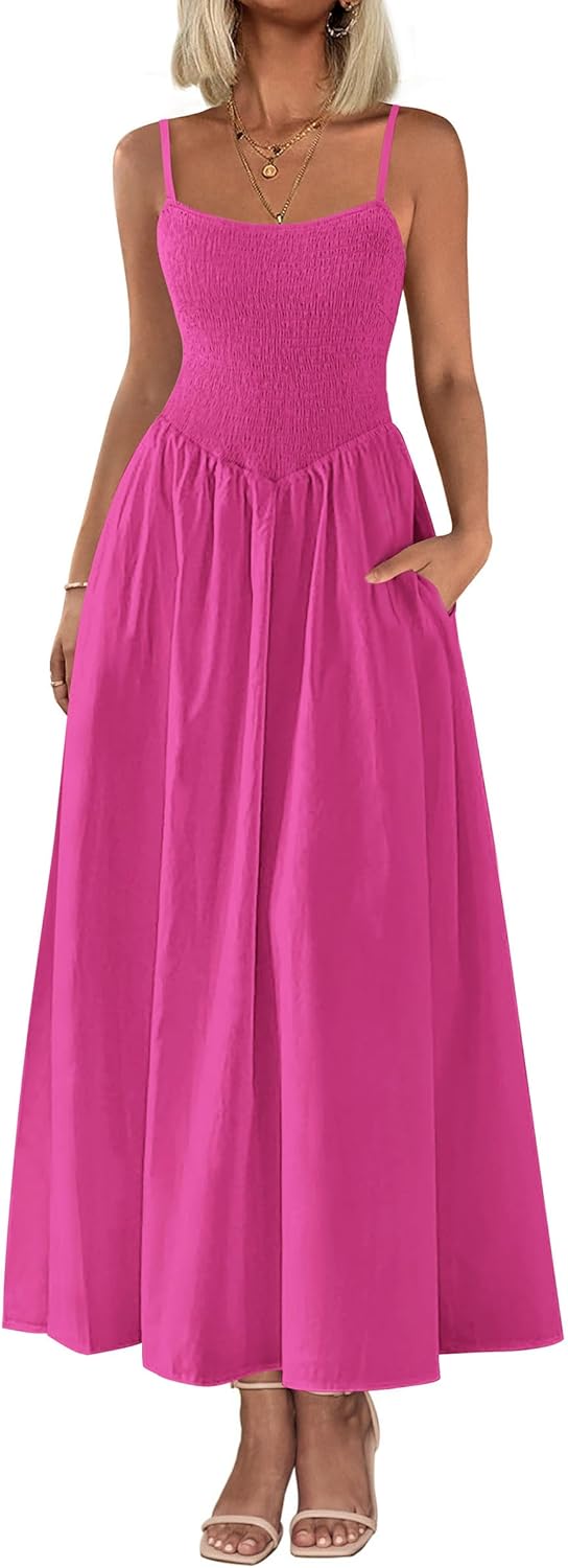PRETTYGARDEN Women's Smocked Maxi Dress for Summer Style