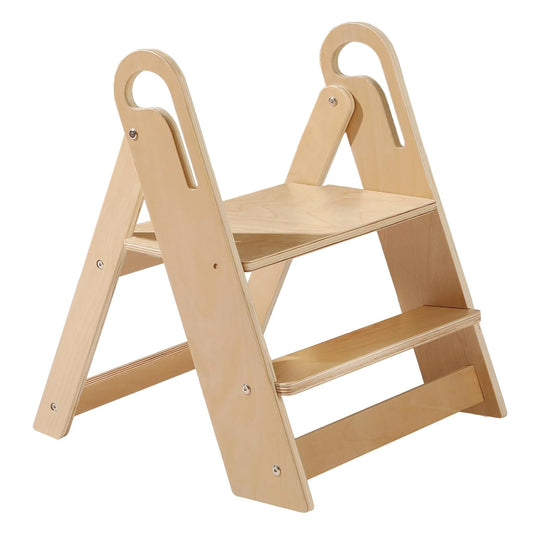 Wooden Step Stool for Toilet, 2-Step Toddler Stool with Handles