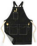 Cotton Denim Apron with Pockets - Durable Cross-Strap Work Apron