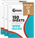 Loose Leaf Paper 450 Sheets 3 Pack - Wide Ruled Binder Paper