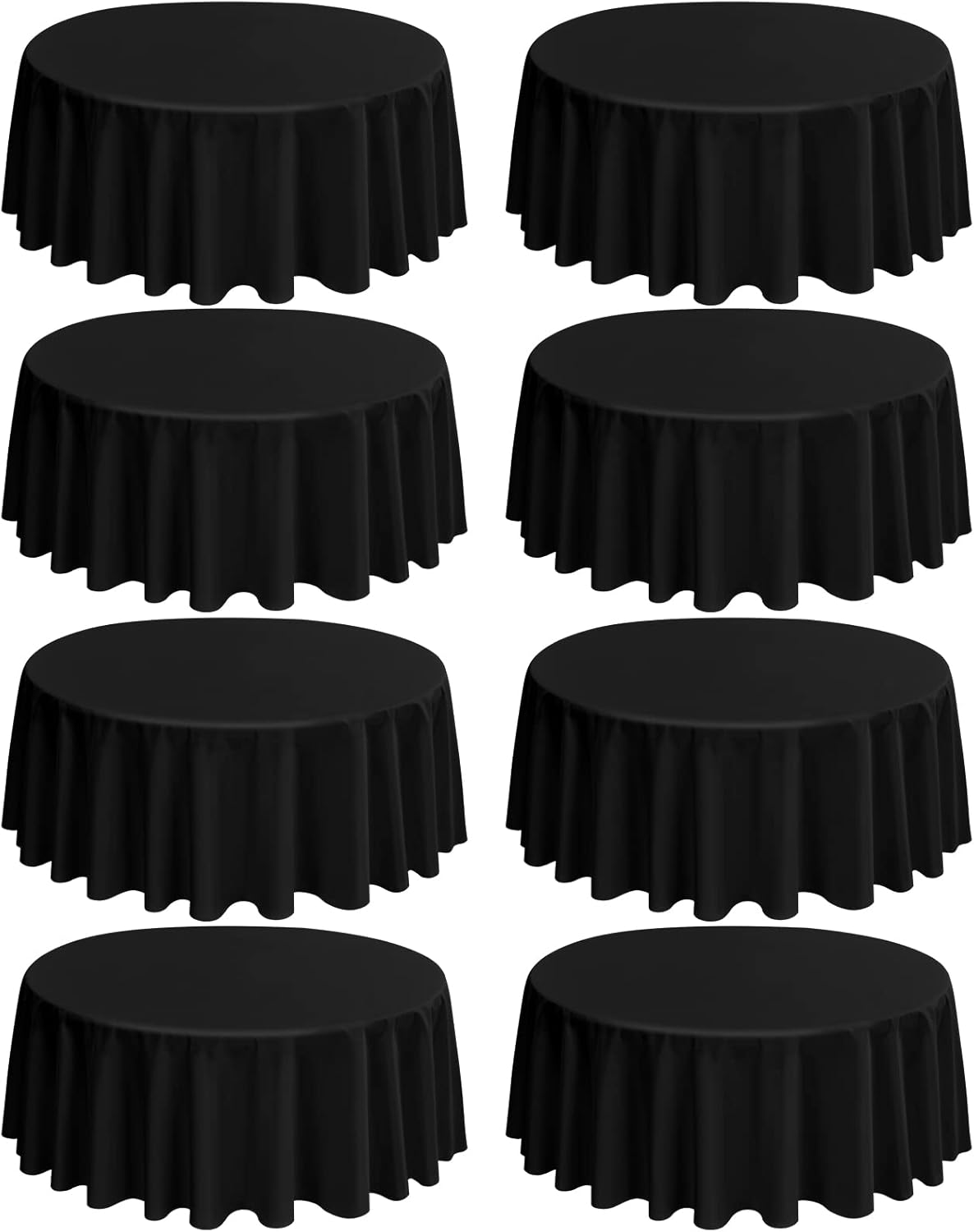 90 Inch Black Round Polyester Tablecloths for Events and Parties