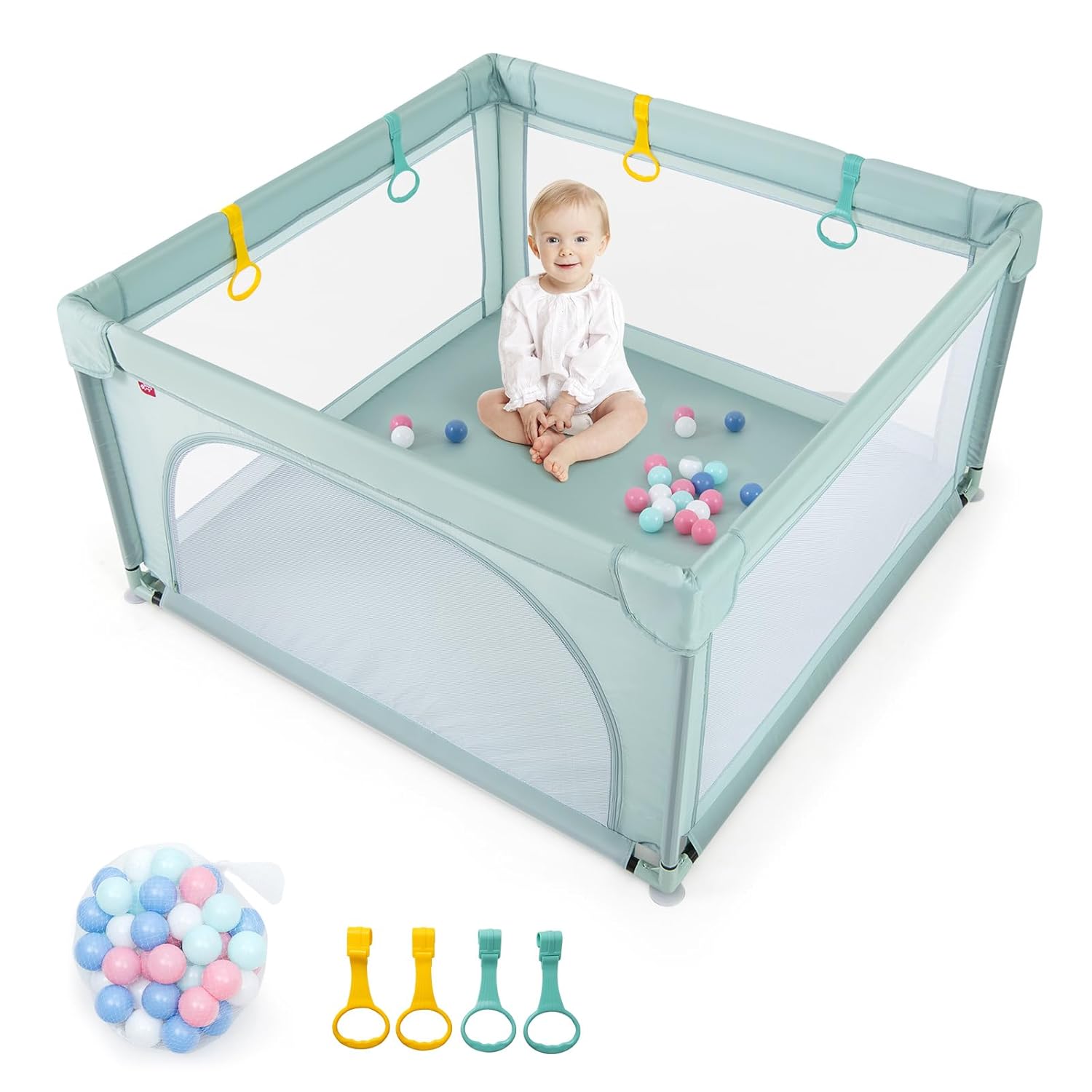 Costzon Baby Playpen: Extra Large Playard with 50 Ocean Balls