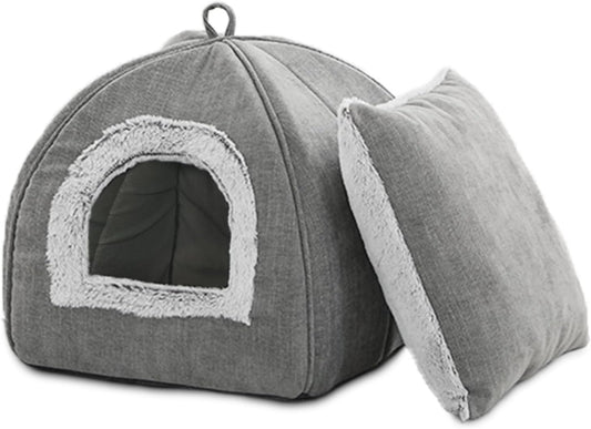 Cozy Cat Cave - Soft & Foldable Bed for Small Pets - Grey