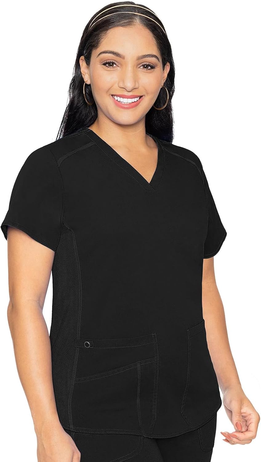 Med Couture V-Neck Scrub Top for Women with 4 Pockets
