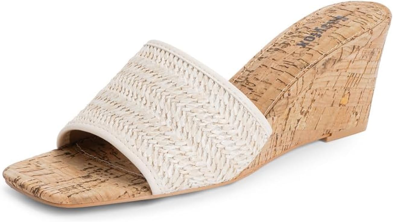 Wedge Sandals for Women Open Toe High Heel Slip on Mules