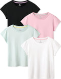 Kids T-Shirts Short Sleeve 4 Pack Cotton Tees - Soft, Durable Fit