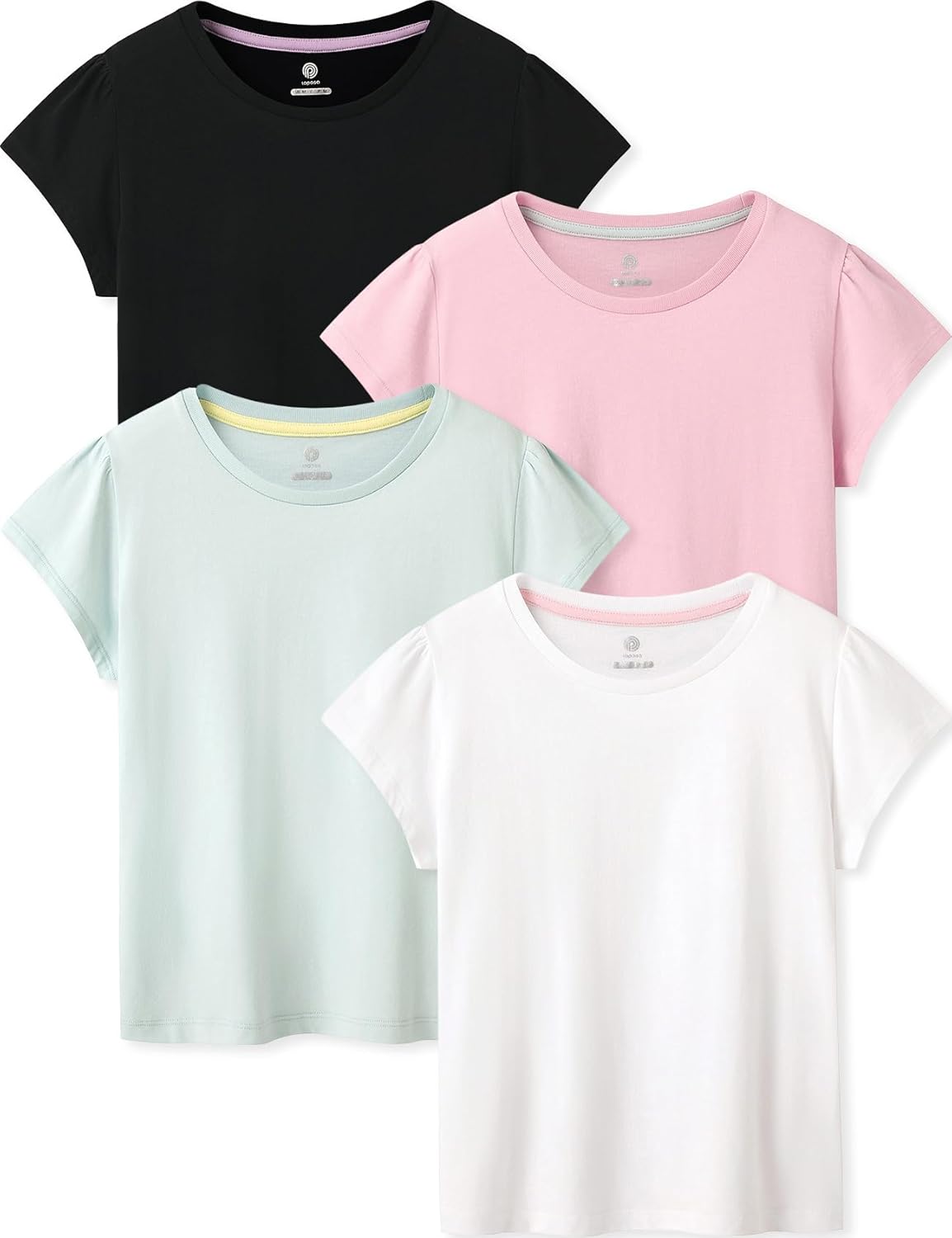 Kids T-Shirts Short Sleeve 4 Pack 100% Cotton for Summer Fun