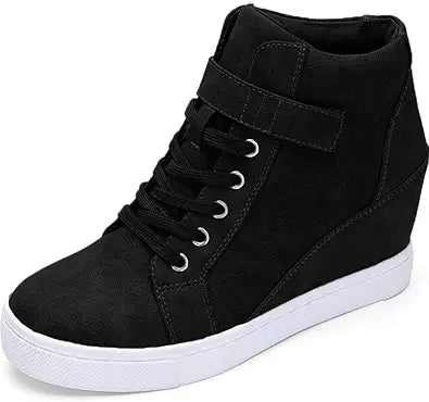 Athlefit Women's Lace Up Wedge Sneakers for Stylish Comfort