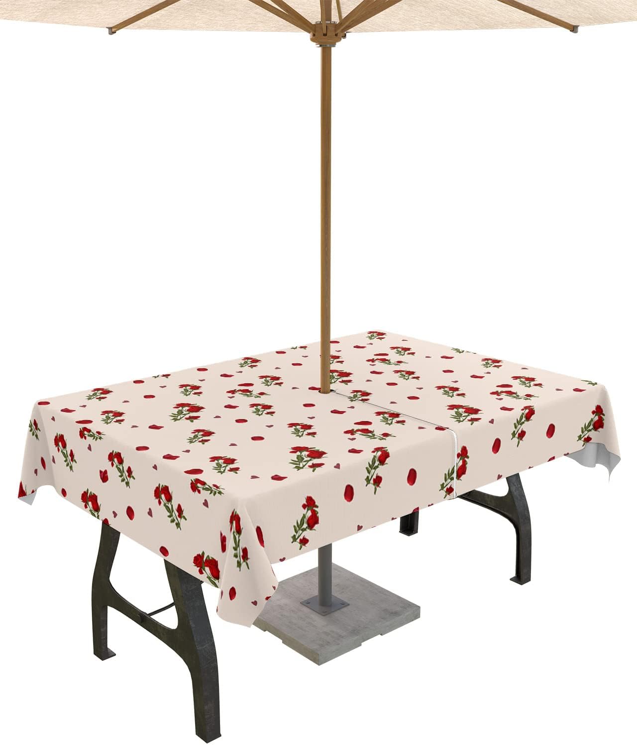 Valentine's Day Waterproof Tablecloth with Umbrella Hole