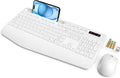 Wireless Keyboard and Mouse Combo - Ergonomic Wrist Rest & Phone
