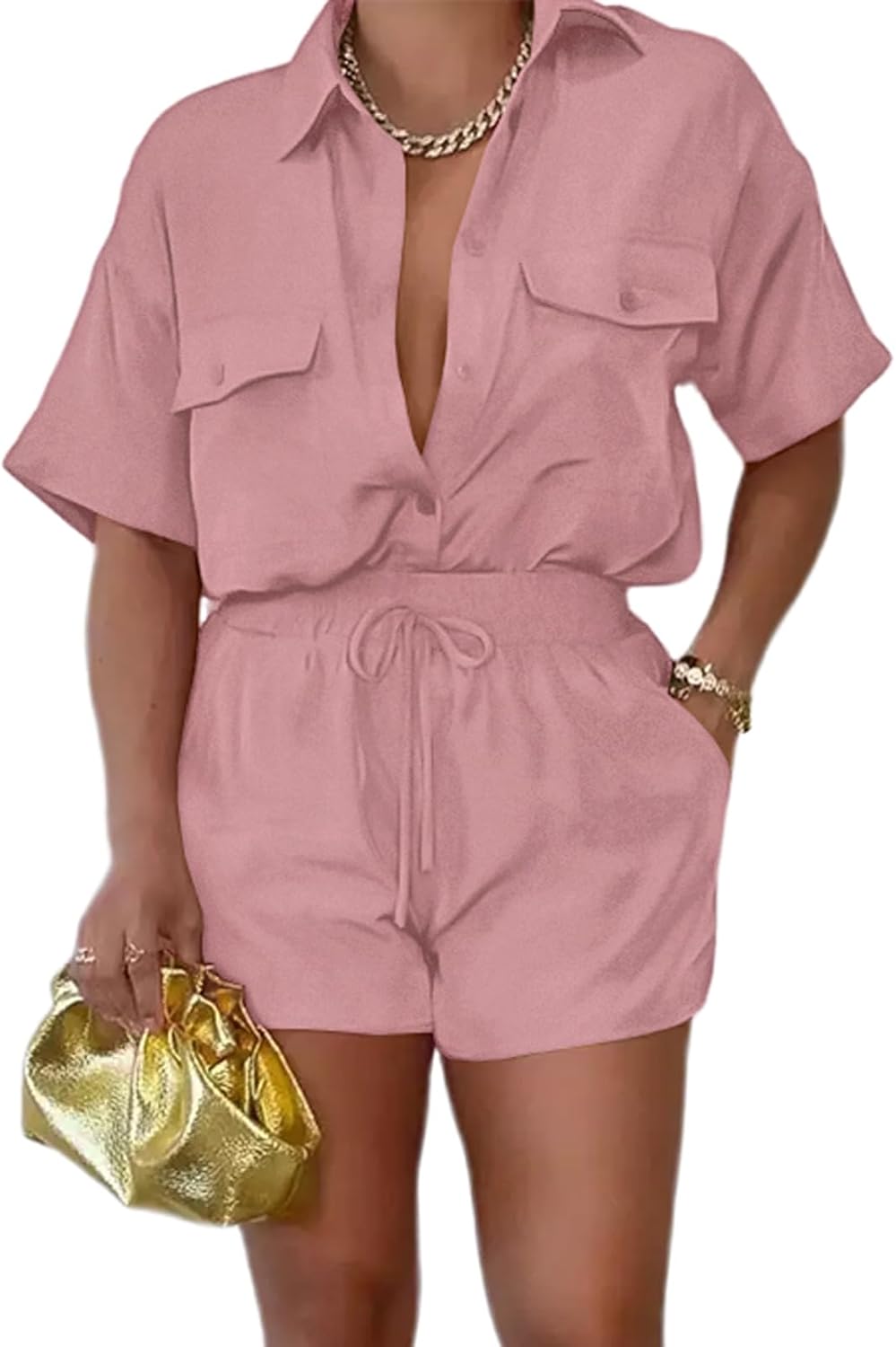 Stylish 2 Piece Outfits for Women Summer Casual Set with Pockets