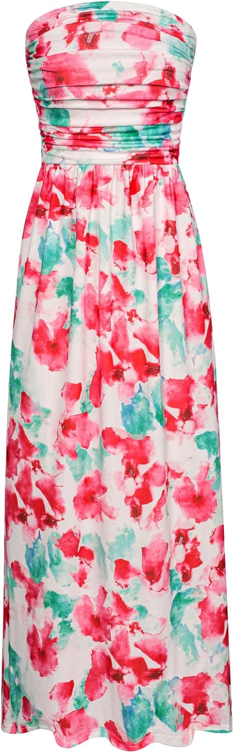 Strapless Maxi Dress with Pockets for Casual Elegance