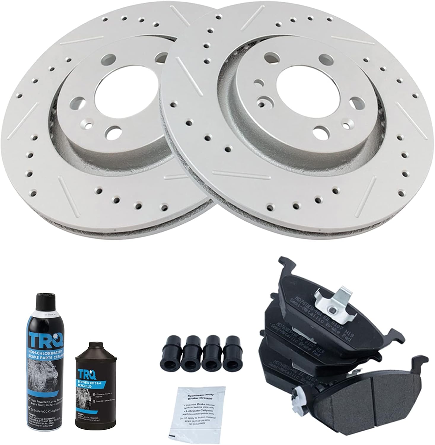 TRQ Front Performance Brake Pad & Rotor Kit for Volkswagen Vehicles