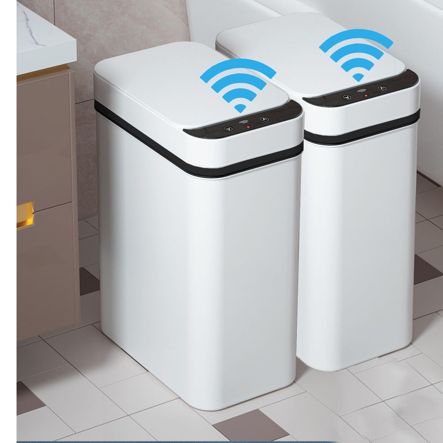 Yatmung Touchless Trash Can - Slim 2.5 Gallon Bathroom Bin