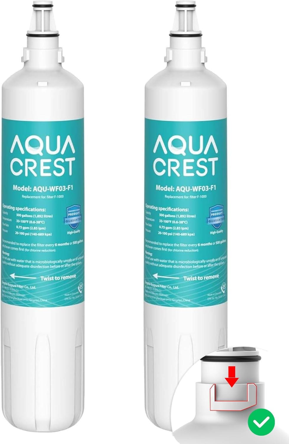 AQUACREST F-1000 Water Filter Replacement for Sub-Zero Systems