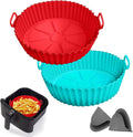 Non-Stick Silicone Air Fryer Liners - Reusable, Heat-Proof, 2 Pack