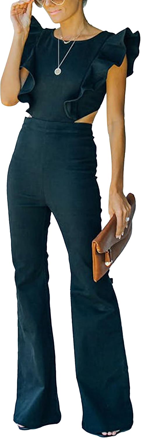 Omoone Womens Flared Denim Overalls Jumpsuit for Stylish Looks