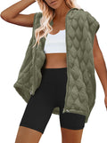 Womens Oversized Puffer Vest Sleeveless Quilted Jacket - Hooded Zip