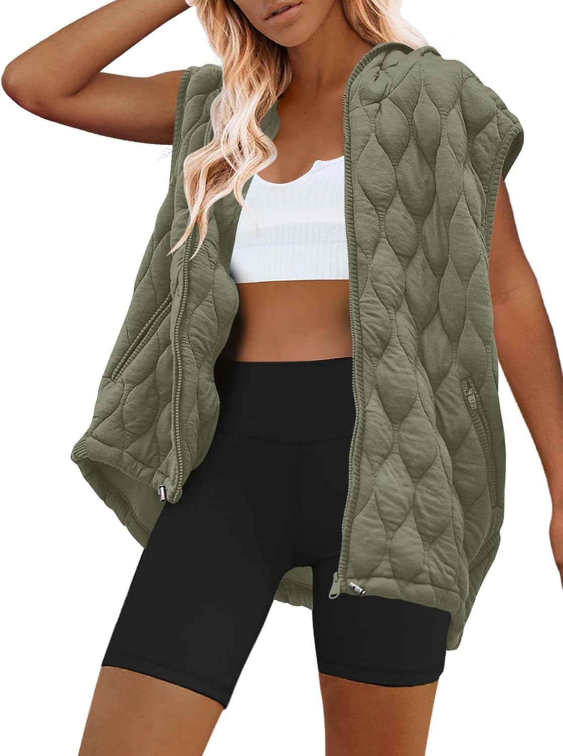 Oversized Puffer Vest for Women - Stylish Quilted Jacket