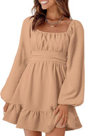 Dokotoo Womens Sexy Dress with Lantern Sleeves and Ruffle Hem
