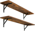 Long Wall Shelves 31.5 in Set of 2 Rustic Brown - Sturdy Floating