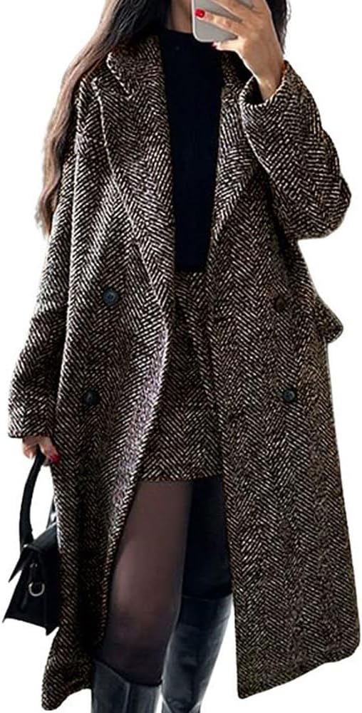 Chouyatou Women's Winter Casual Herringbone Wool Coat Review
