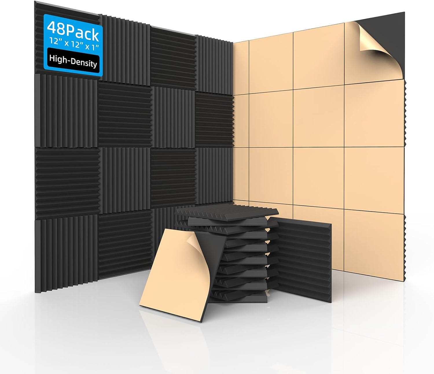 48 Pack Acoustic Foam Panels for Soundproofing and Echo Reduction