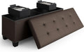 Storage Ottoman Bench with Bins 43-in Brown - Foldable Storage Seat